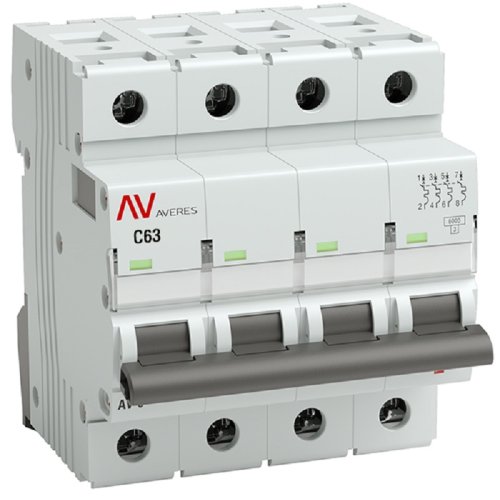 Выключатель автоматический EKF Averes AV-6 4п 63А C 6кА картинка